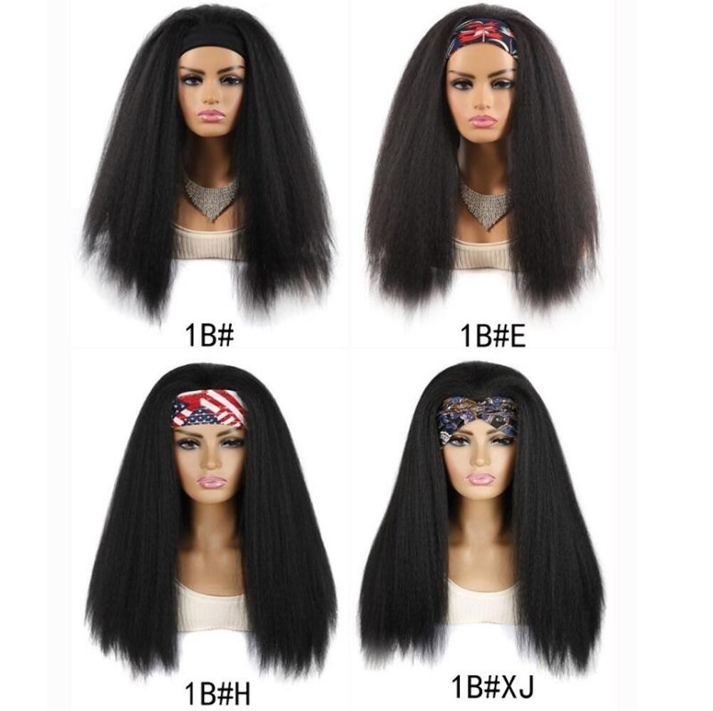 NNEIDS Long Hair Turban Headband with Cornrow Beard Wig in 1B Color