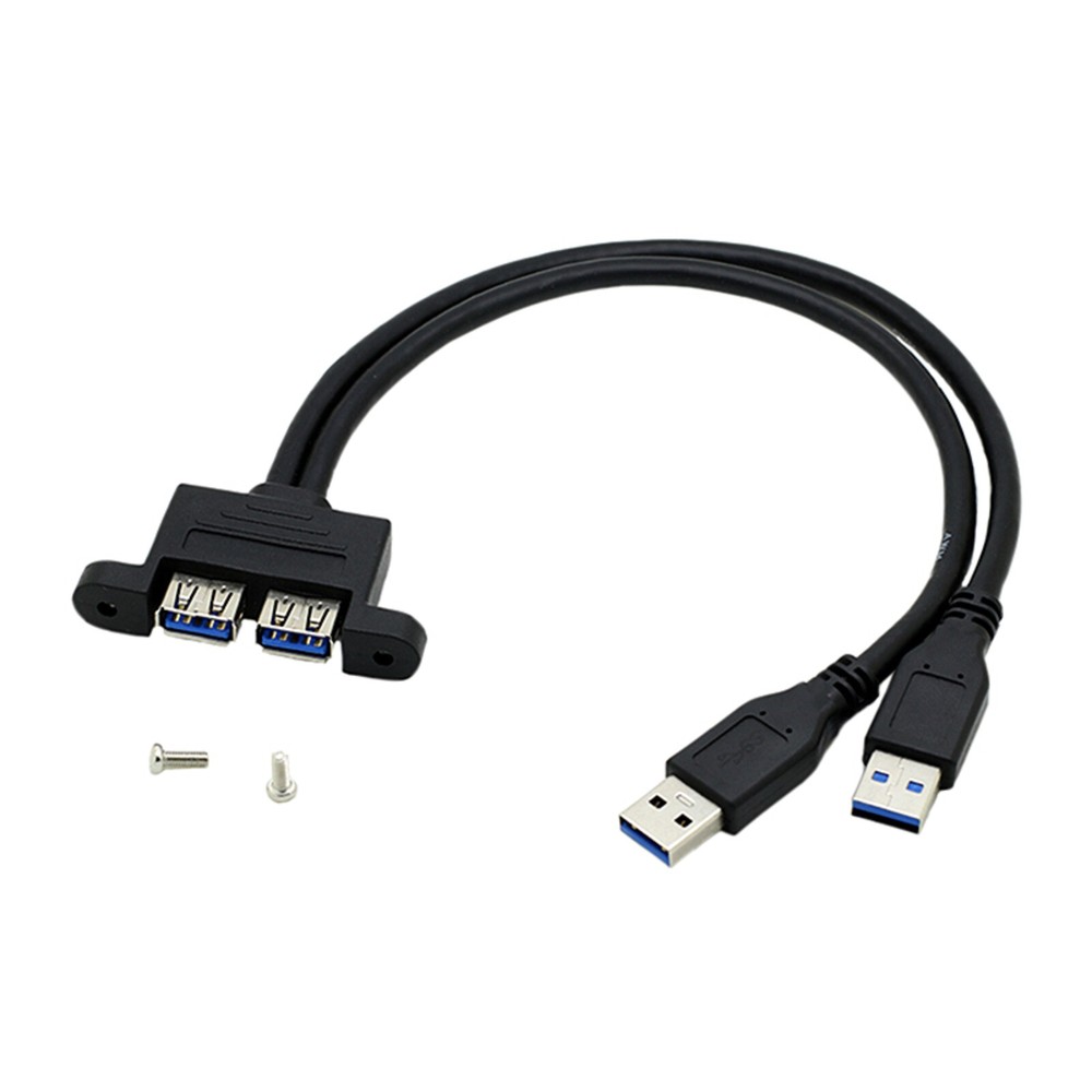 30cm USB 3.0 Male to Female Panel Mount Extension Adapter with Dual Ports