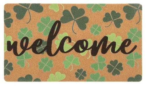 St. Patrick’s Day Shamrock Non-Slip Spring Welcome Doormat for Outdoor Entrance