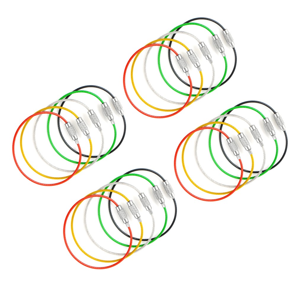 20* 1.5mm Screw Locking Wire Keychain Cable Rope Key Holder Keyring Chain Ring D