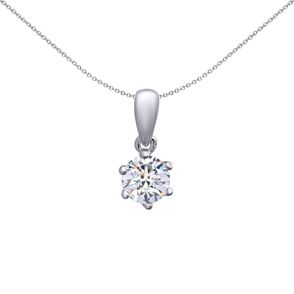 925 Silver Jewelco London 4mm ½ Carat CZ Solitaire Pendant