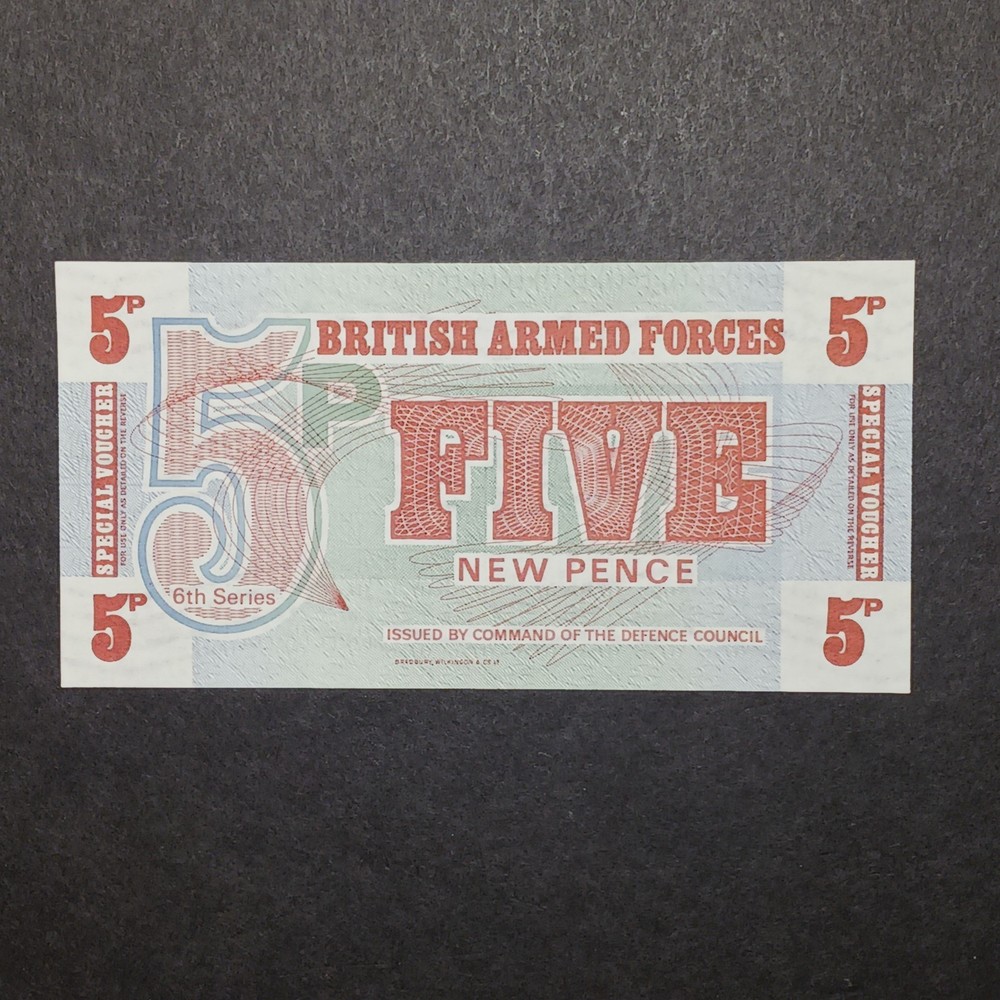 British Armed Forces Voucher 5 New Pence Banknote 6th Series UNC Crisp-image