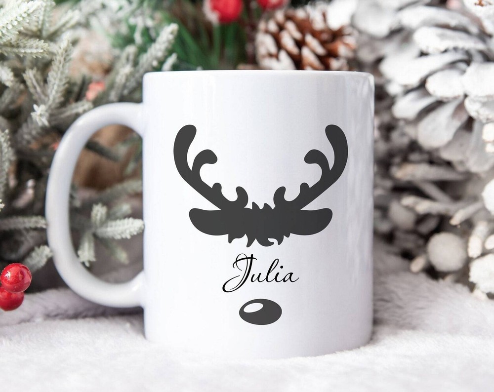 Cute Reindeer Mug Personalized Reindeer Face Eve Box Filler Reindeer Gifts