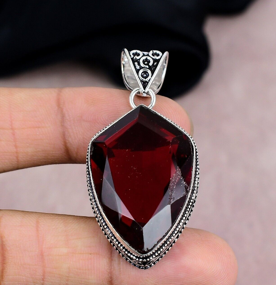 Garnet Gemstone Pendant 925 Sterling Silver Handmade Pendant Jewelry Women Gift