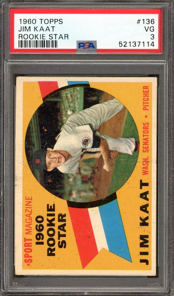 1960 Topps Sport Magazine Rookie Star Jim Kaat #136 RC Baseball Card