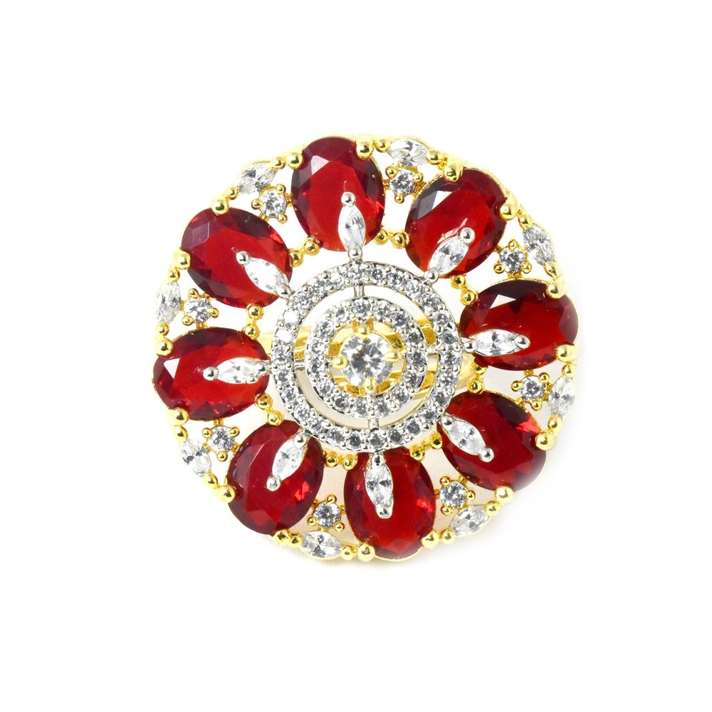 Ruby Cut CZ Diamond Gold Plated Stackable Gemstone Ring Gift