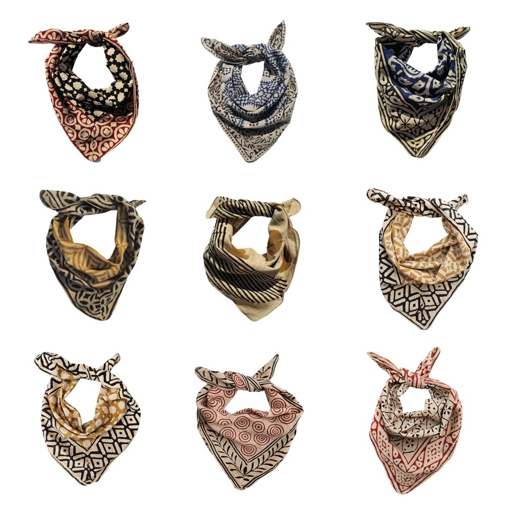 Bohemian Cotton Bandana Scarf - Soft 100% Cotton Boho Neck Scarf