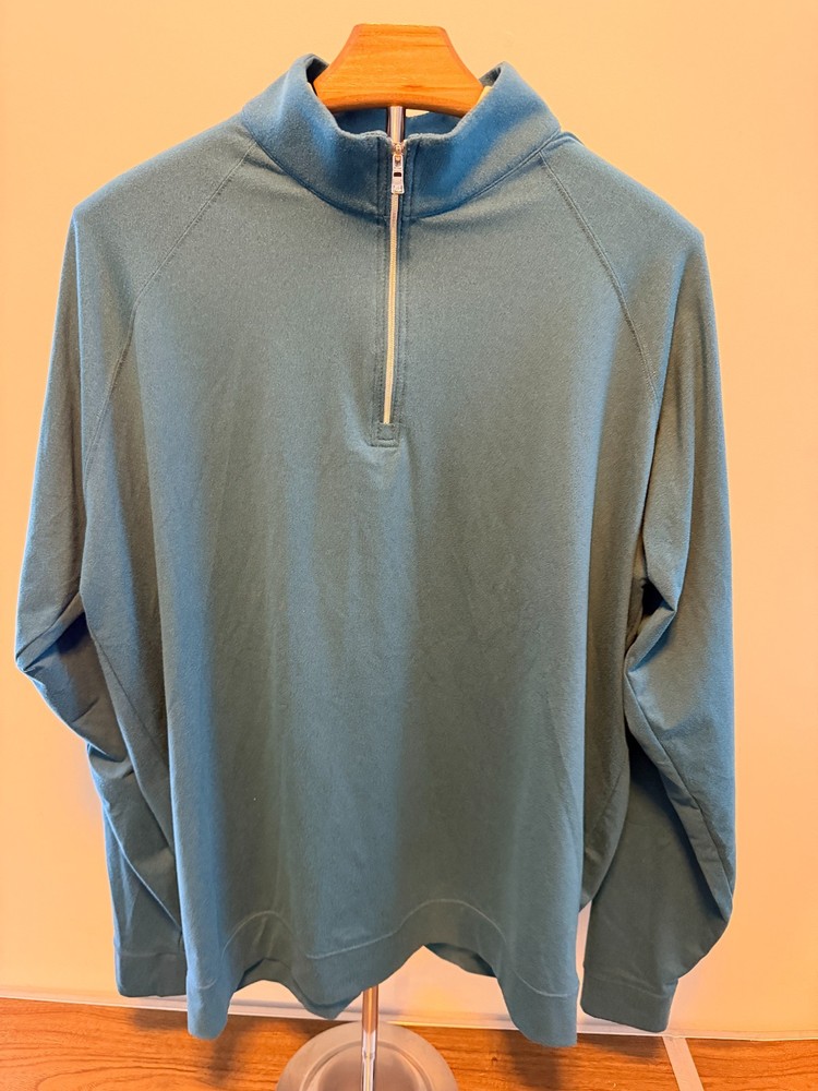 Holderness & Bourne Men Large Tailored Fit Green 1/4 Zip Golf Pullover Ridgeway