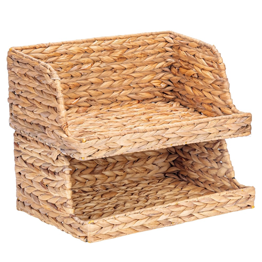 VATIMA Large Open-Front Water Hyacinth Basket for Kitchen Storage