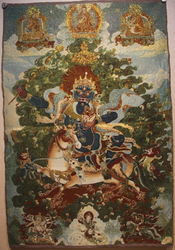 Chinese Tibetan Buddhist embroidery Brocade Tapis Thangka Tangka Palden Lhamo