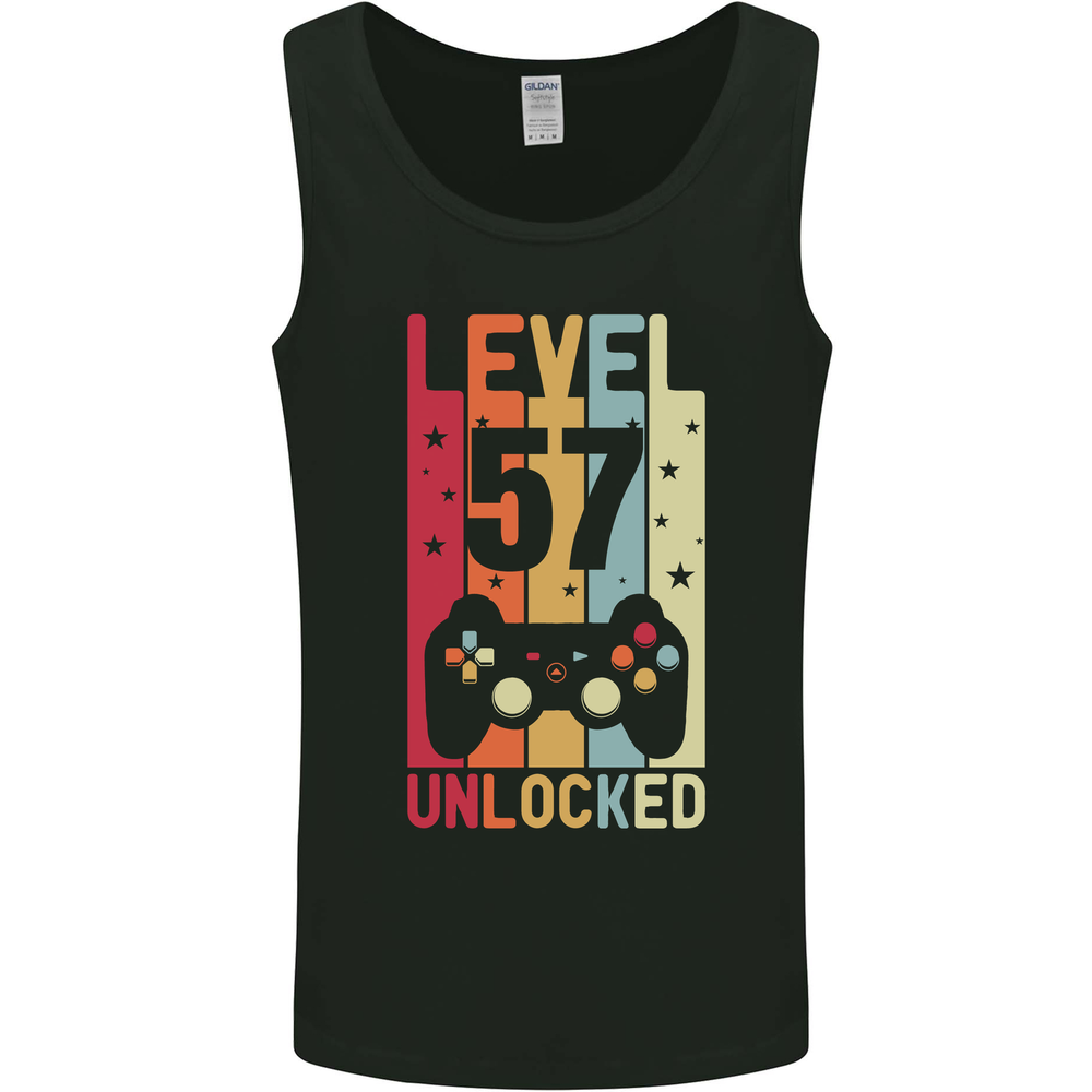 57th Birthday 57 Year Old Level Up Gaming Mens Vest Tank Top