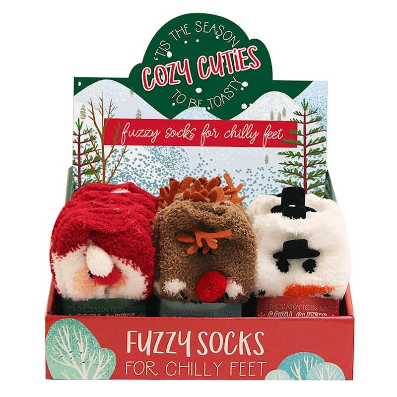 Cozy Cuties Fuzzy Holiday Socks – Assorted Styles for Festive Comfort