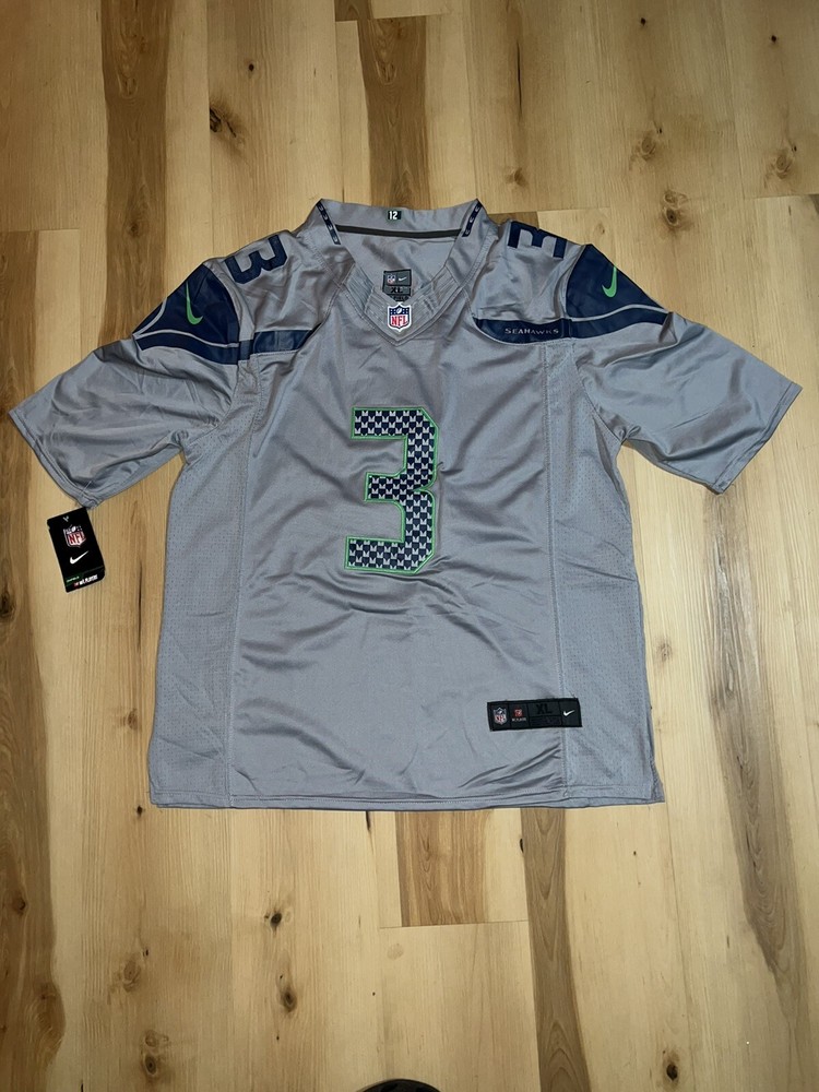 Russell Wilson Seattle Seahawks Nike NFL Game Jersey Gray XL #3  