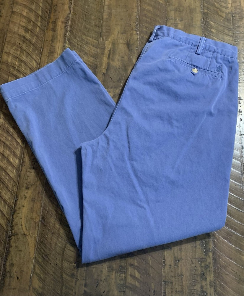 Ralph Lauren 90s Blue Cotton Twill Chinos 36x30 Slim Fit Vintage Polo