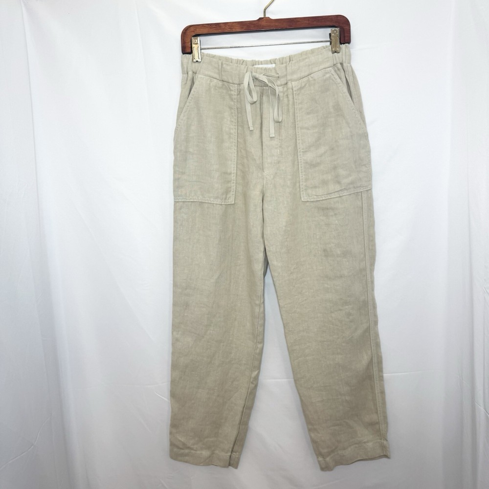 Velvet By Graham & Spencer Women’s Pull On Linen Drawstring Cropped Pant XS