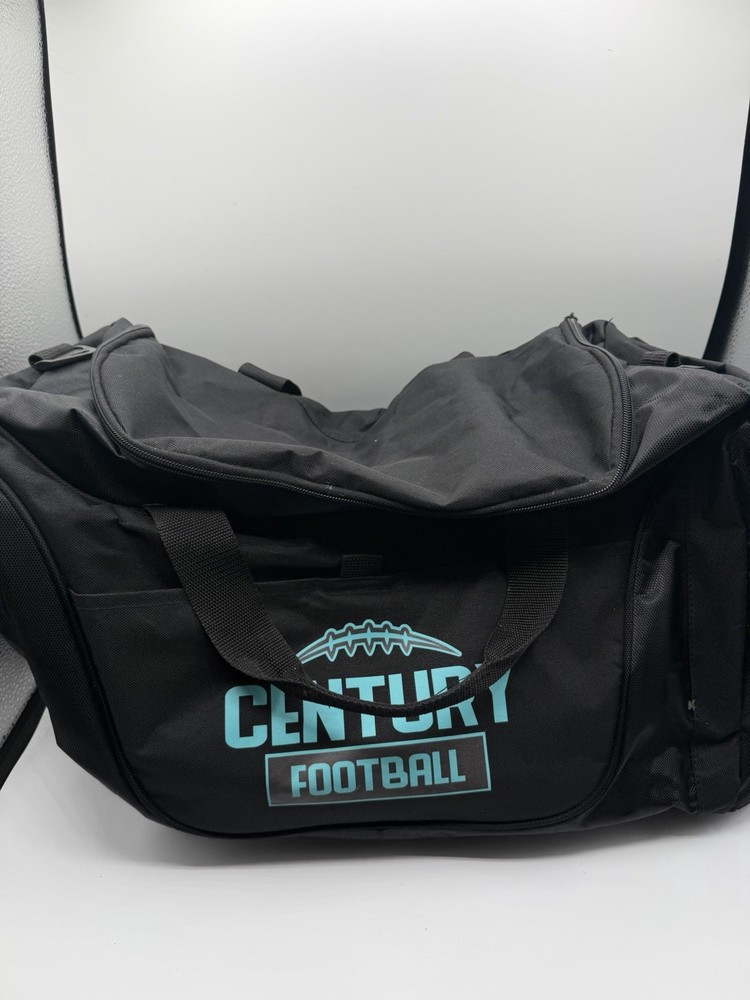 Century Football Large Duffle Bag Black Teal Sports Gym Travel Equipment Bag
