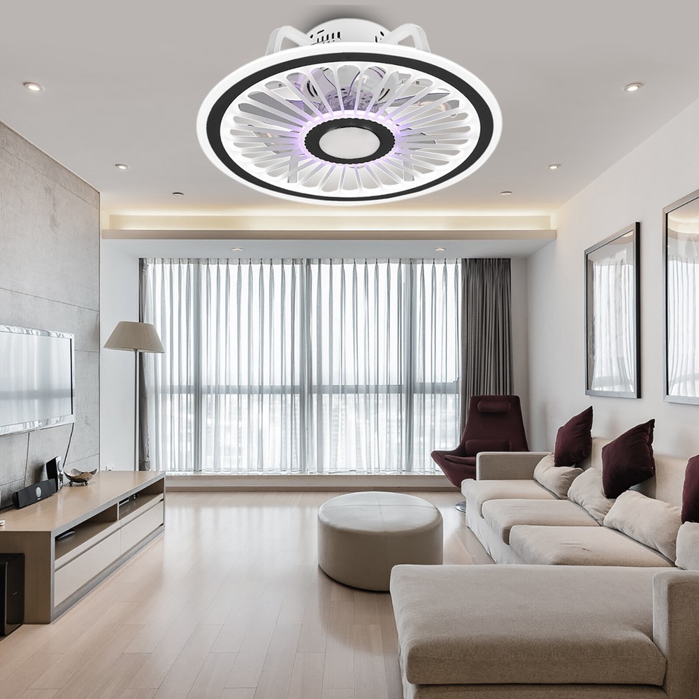 Modern Dimmable LED Ceiling Fan Light with Remote, Semi-Flush Mount Design