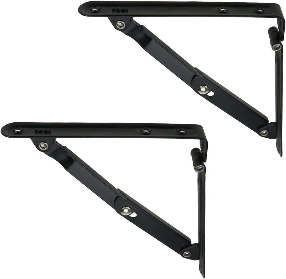 2Pcs 6Inch Folding Shelf Brackets Wall Mounted Triangle Brackets(Black)