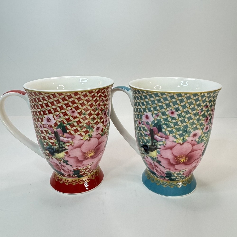 Maxwell & Williams TC Silk Road Mugs Coffee Mug Tea Mug Aqua 300 ml Set Red Teal