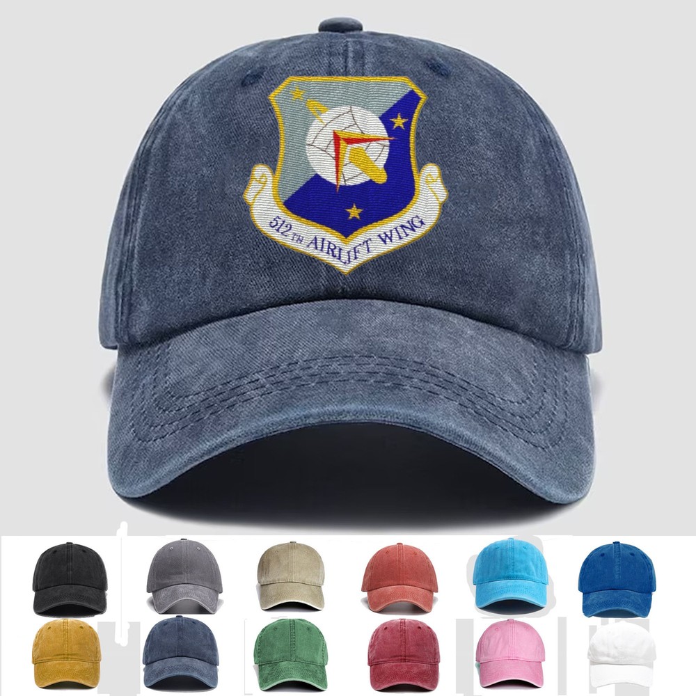 Custom Embroidered Hat 512th Airlift Wing, Veteran Cap, Trucker Hat, Gift Idea