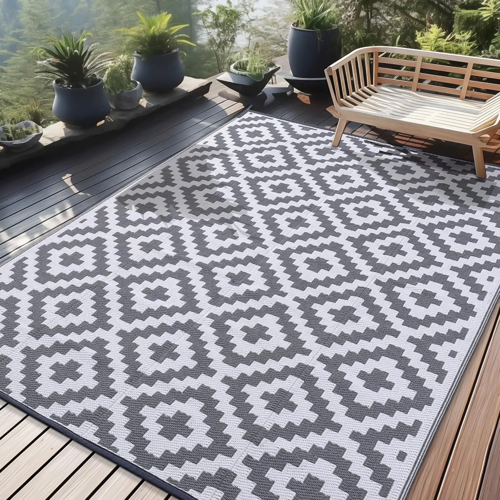Outdoor Waterproof Rug Reversible Plastic Straw Patio Carpets For Indoor Outdoor