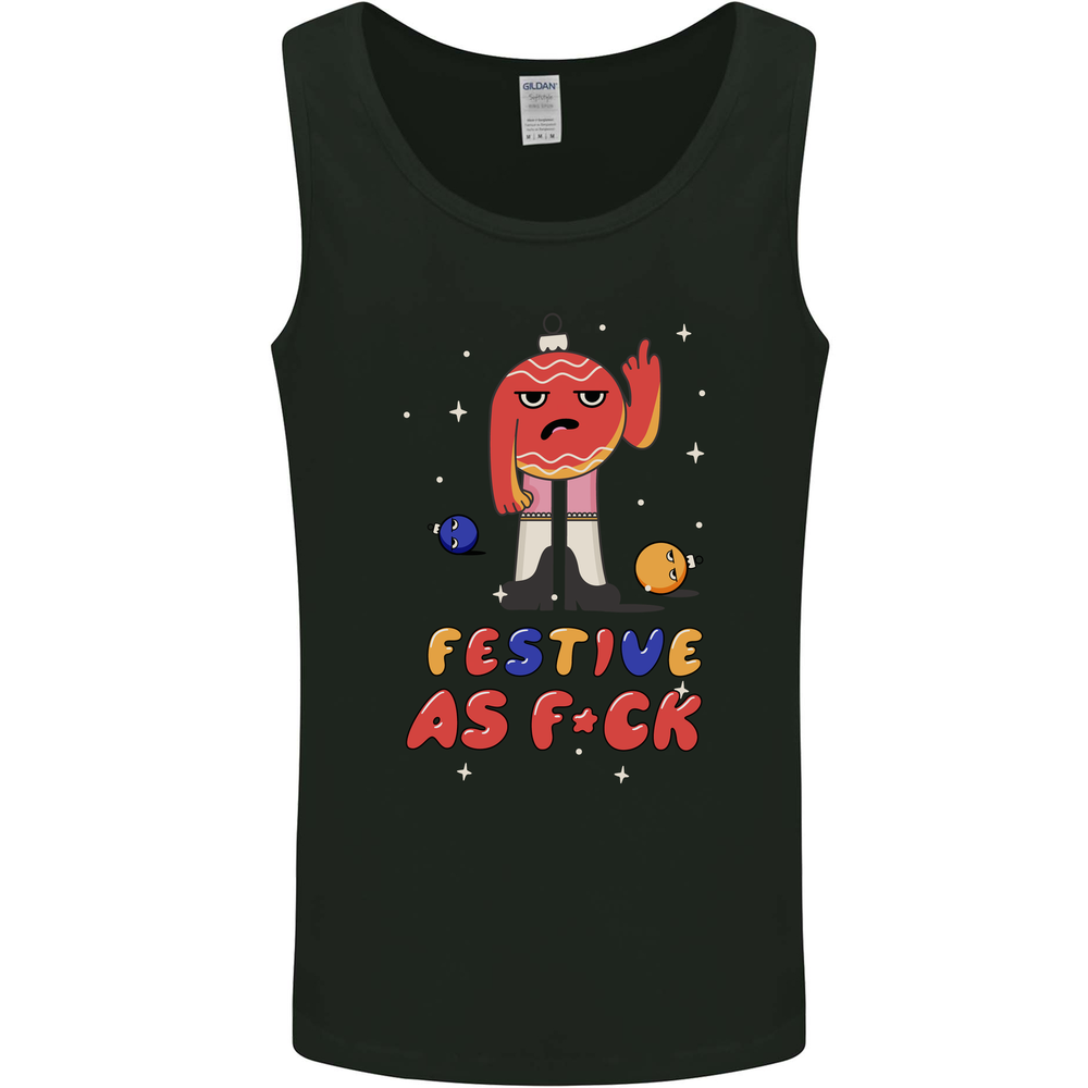 Christmas Offensive Bauble Bah Humbug Finger Flip Mens Vest Tank Top