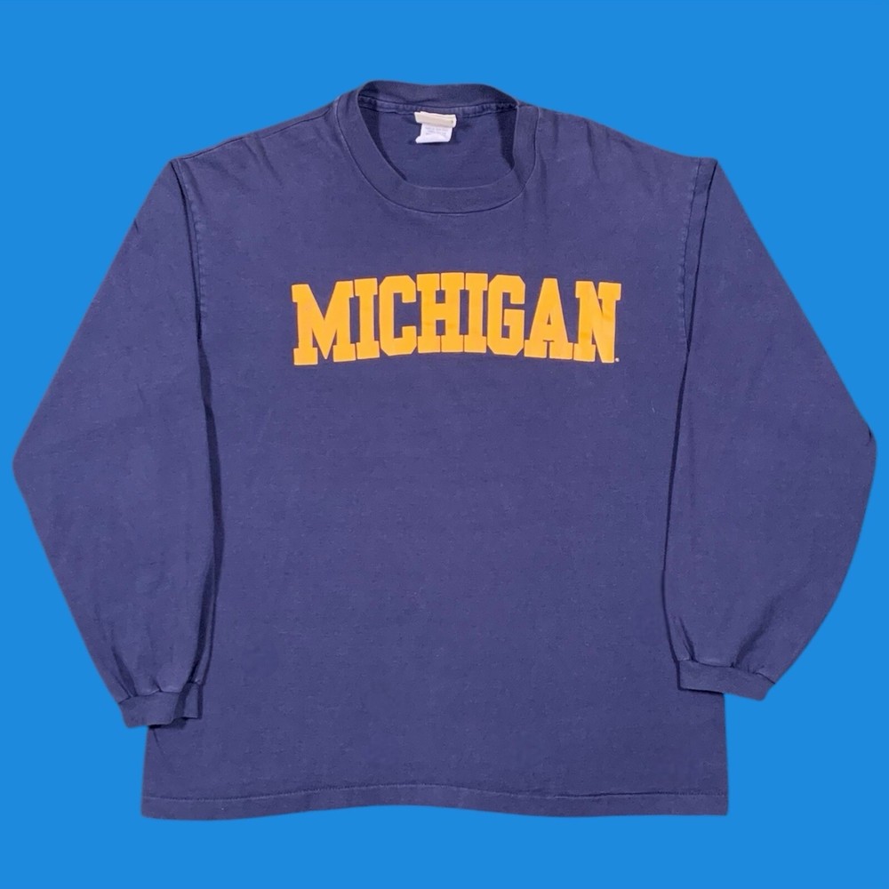 Vintage 90s Michigan Wolverines College Long Sleeve Shirt Size XL(Free Shipping)