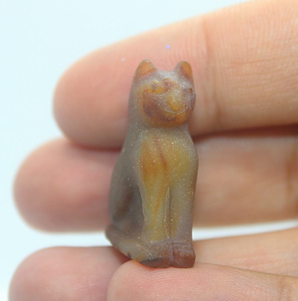 Rare Ancient Egyptian Agate Bastet Cat Statue BC Egyptian Mythology Goddess  