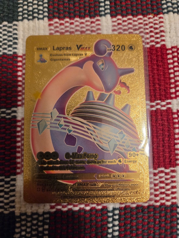 Pokemon Lapras VMAX Gold Foil Fan Art Collector Card  - 320 HP - SV111