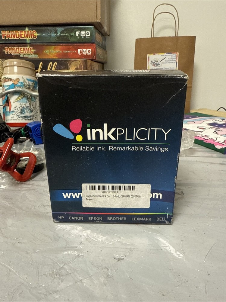 Inkplicity Refilled Ink Cartridge 6-Pack C2P05AN, C2P07AN Brand New USA HP 62XL