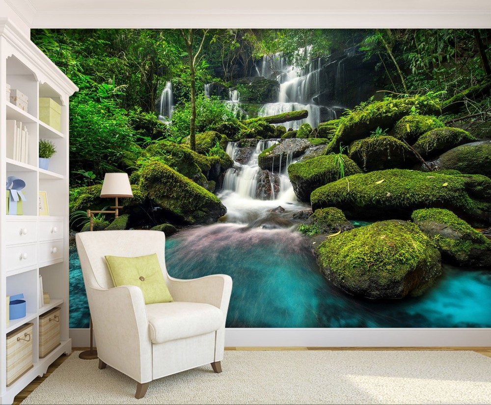 3D Forest Waterfall ZHUA3118 Wallpaper Wall Murals Removable Self-adhesive Ann