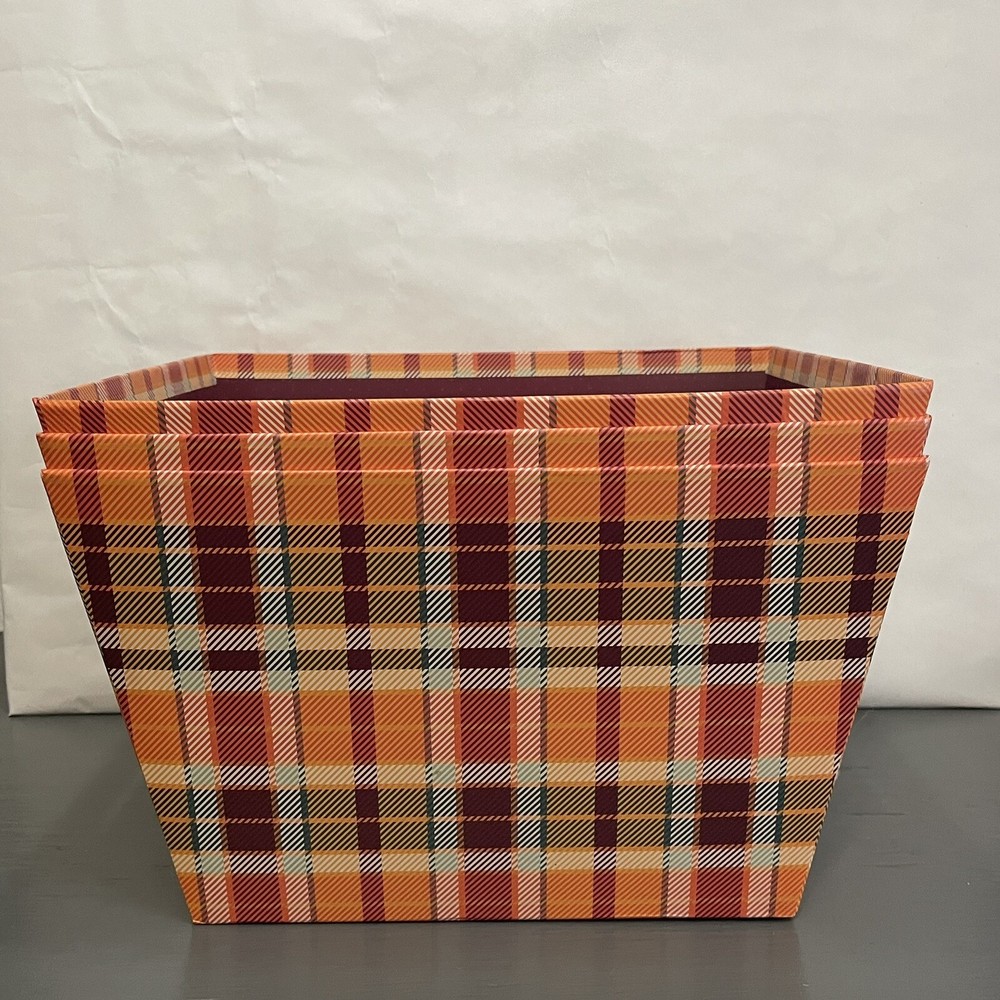 Fall Plaid Large Gift Party Box Lot Of 3