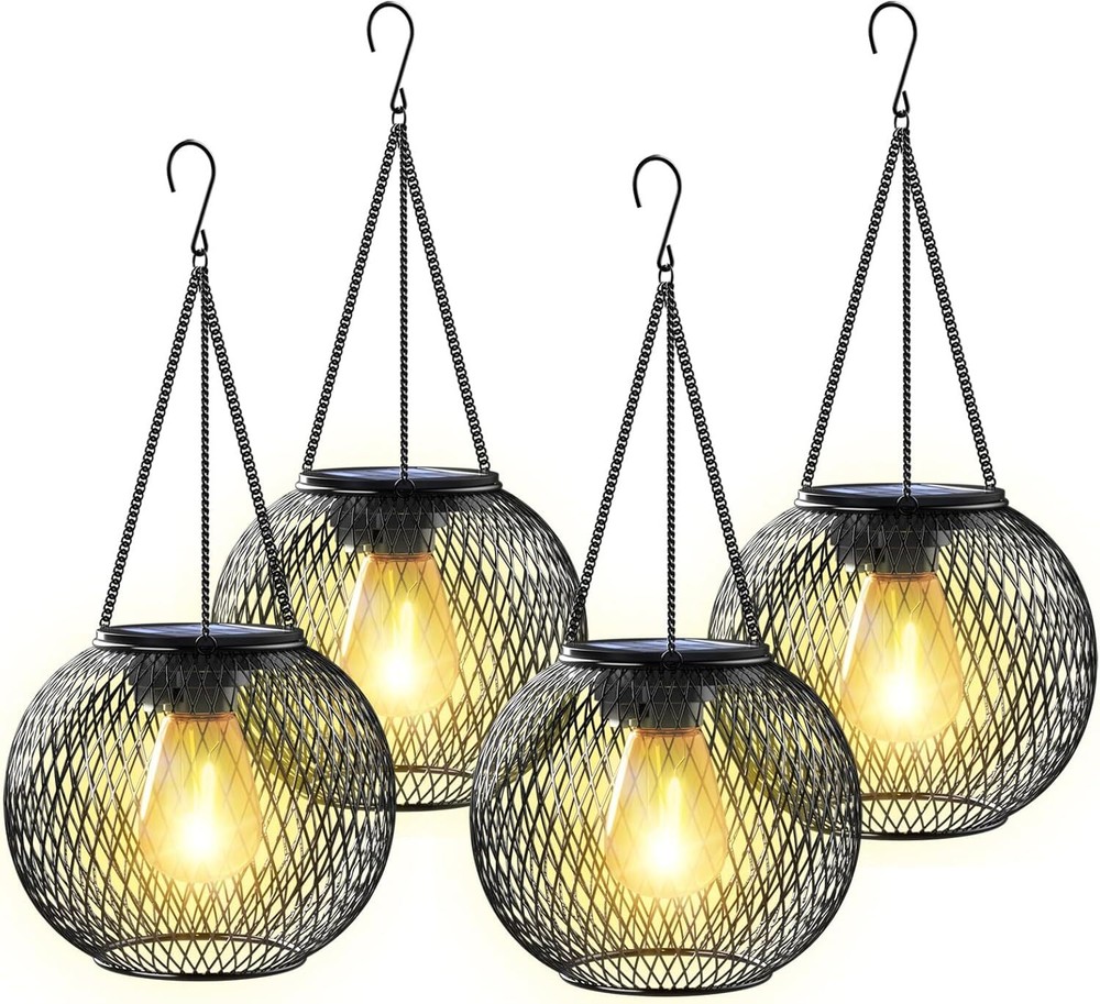 2/4PCS Solar Lantern Outdoor, Upgraded Hanging Lights Outdoor Garden Lighting US
