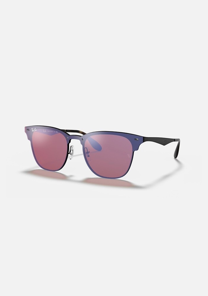 Ray Ban RB-3576-N Blaze Clubmaster Black Violet/blue Mirror Full Set Brown Case