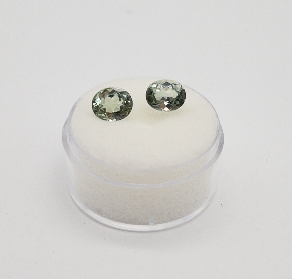 RARE $1500 3ct MATCHED PAIR OVAL CUT VS Natural Green Tourmaline LOOSE GEM SET