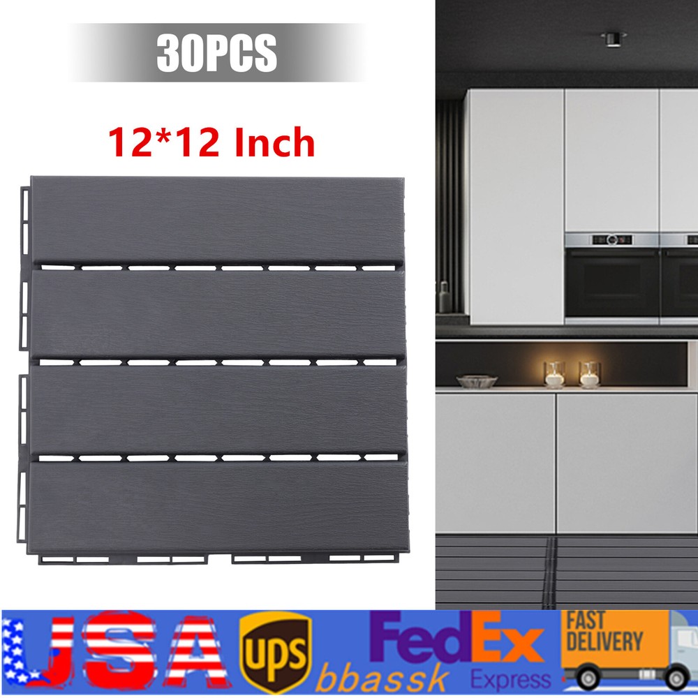 30Pcs 12 Inch Interlocking PP Plastic Deck Tiles for Patio Flooring