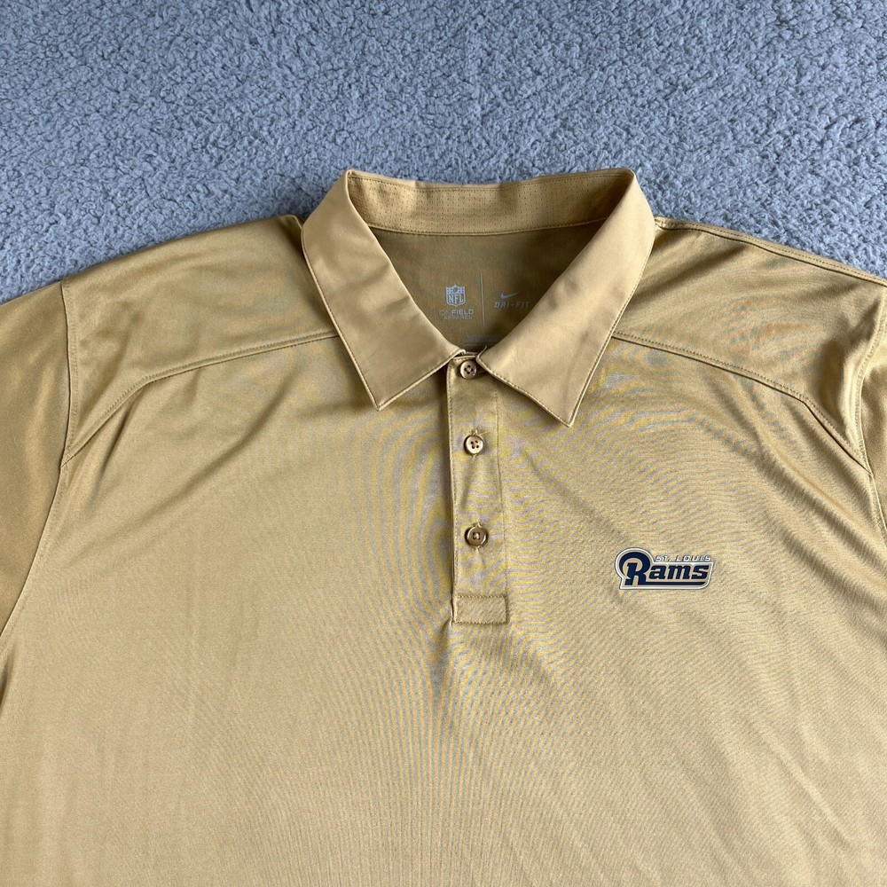 NEW St Louis Rams Nike Polo Shirt Mens Large Brown Bronze NFL Dri-Fit Football