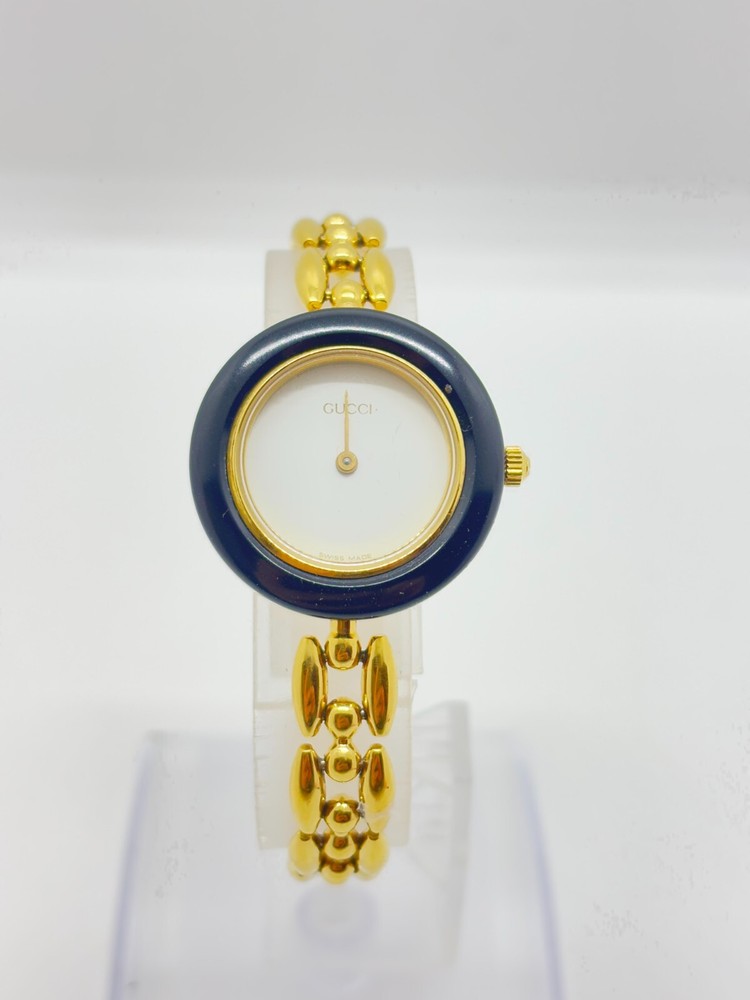 GUCCI 11/12 Change Bezel Watch White Dial metal  Not tested For Parts [Read]