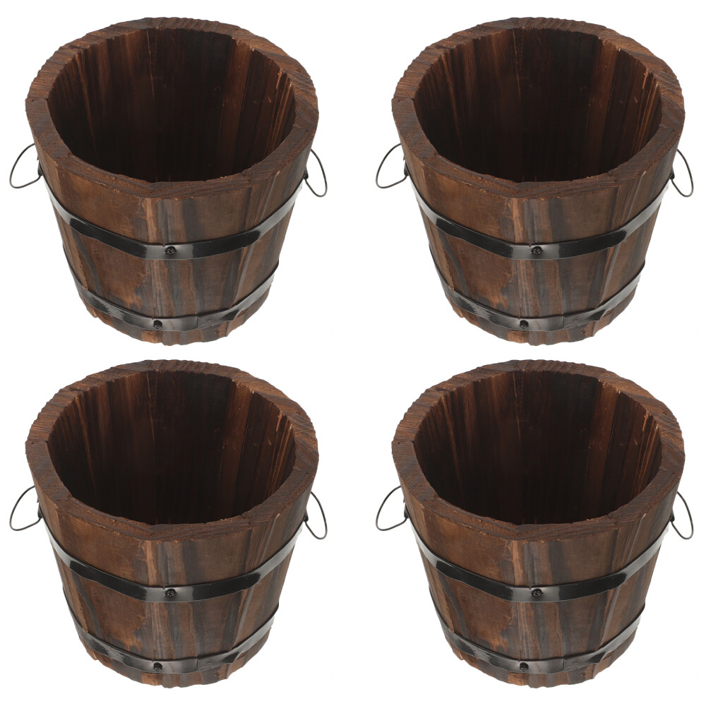 4 Pcs Wooden Planters for Outdoor Flowers and Plants
