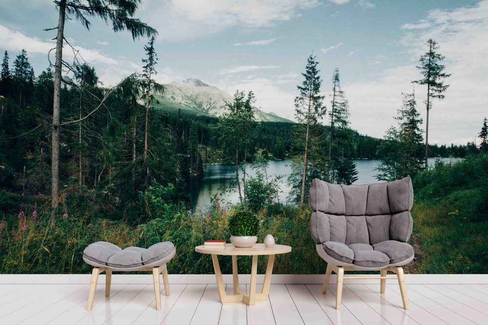 3D Sky Mountain Forest Lake Landscape Wall Murals Wallpaper Murals Wall Sticker