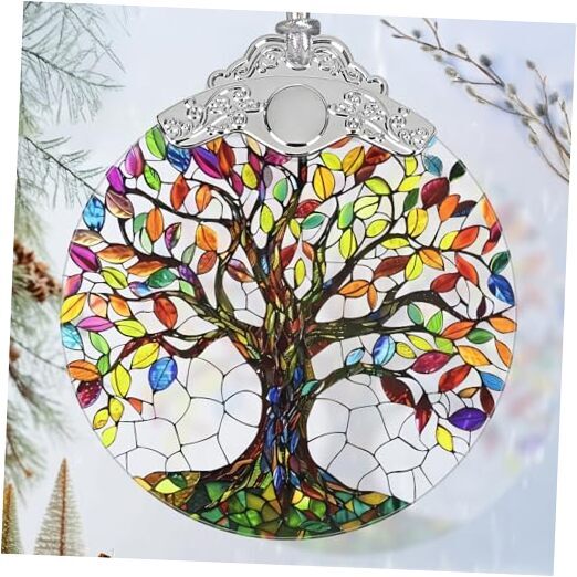 Christmas Ornaments - Stained Glass Christmas Decor - Ornaments Tree of Life