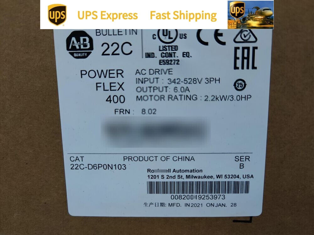 22C-D6P0N103 POWERFLEX400 3HP CAT 22C-D6P0N103 New Spot Goods Factory Sealed#HT