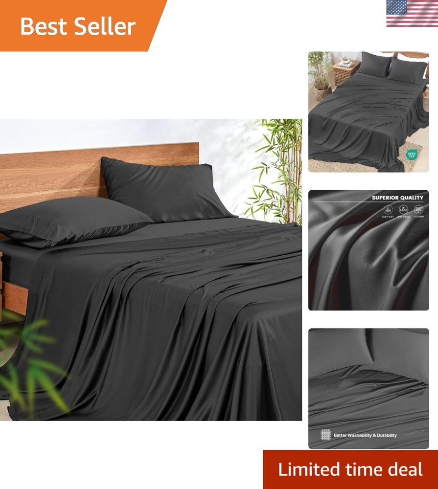 Full Size Bamboo Rayon Cooling 4-Piece Sheet Set with Deep Pockets-image