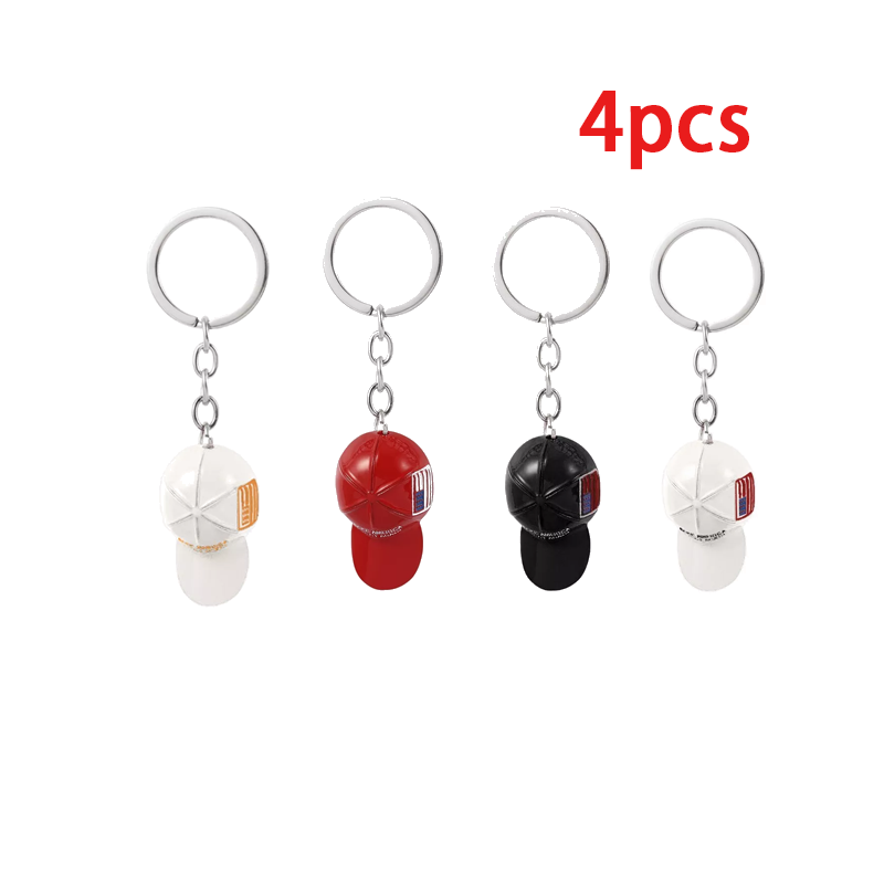 (4) MAGA Make America Great Again Hat With American Flag Keychains - TRUMP 2024