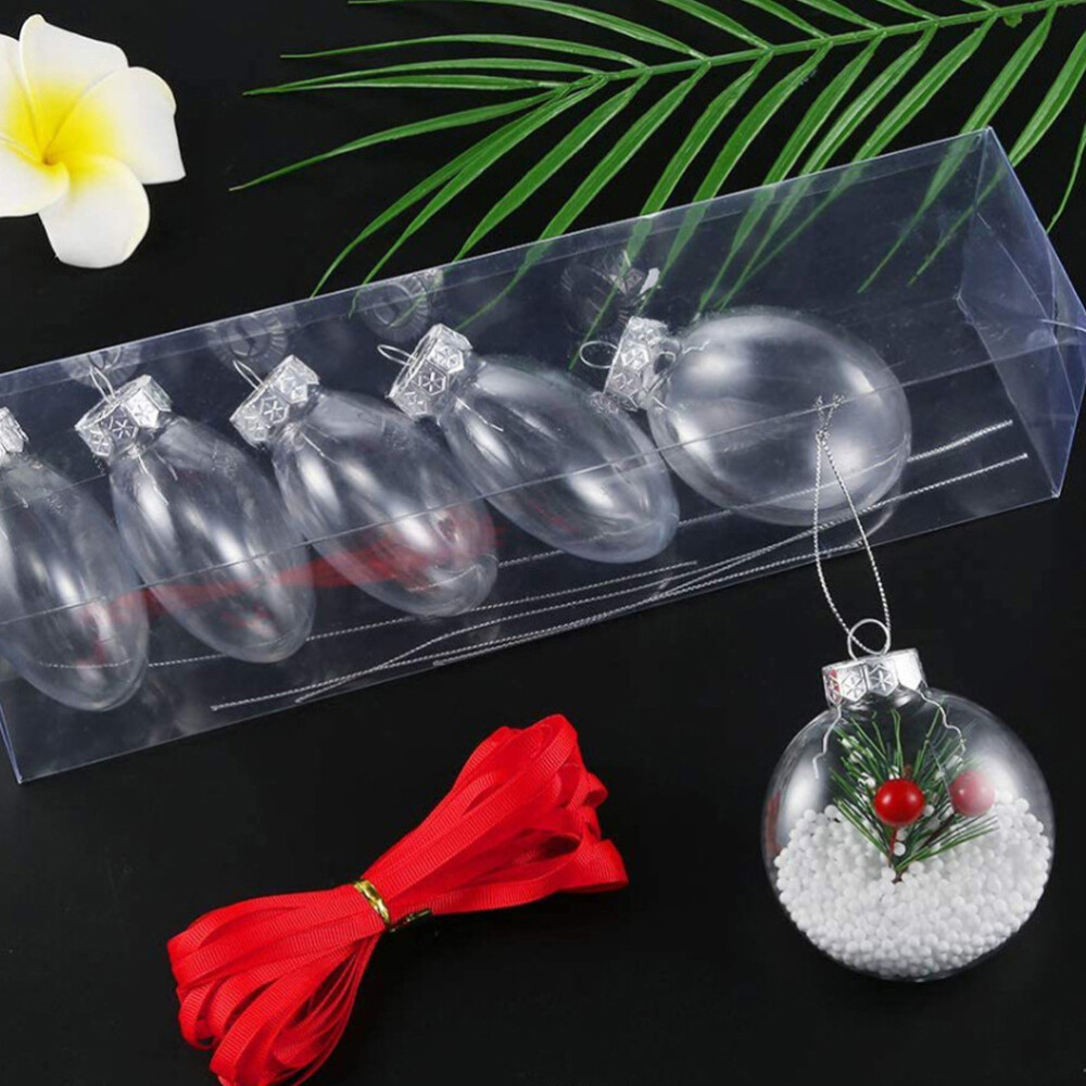 12pcs DIY Clear Plastic Fillable Balls Ornaments Empty Christmas Hanging Balls
