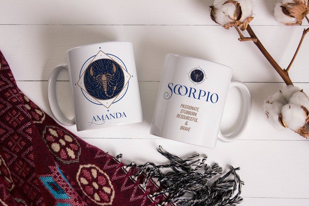 Scorpio Zodiac Sign Ceramic Mug Birthday Gift for Him October November