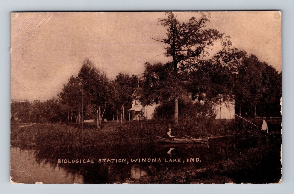 Vintage Winona Lake IN Indiana Panoramic Biological Station Postcard