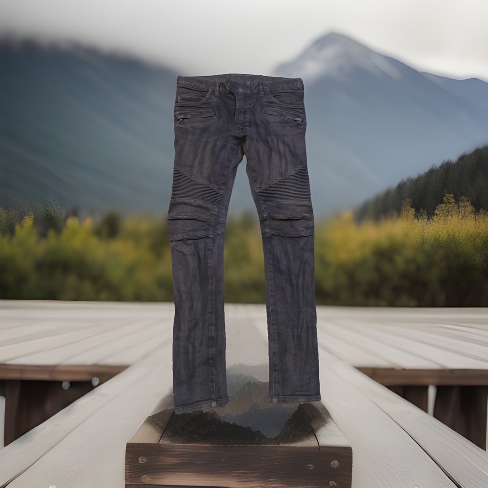 BALMAIN Paris grey biker jeans/denim
