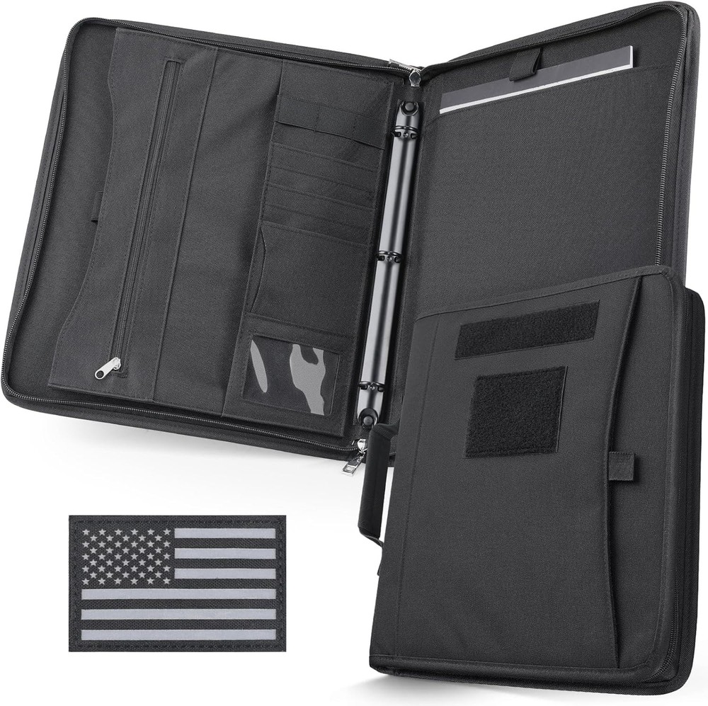 Portfolio Padfolio Binder Detachable 3-Ring Binder Planner Zip Tactical Notebook