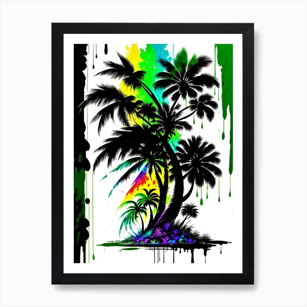 Palm Trees 3 Framed Wall Art Canvas Print Tropical Decor  